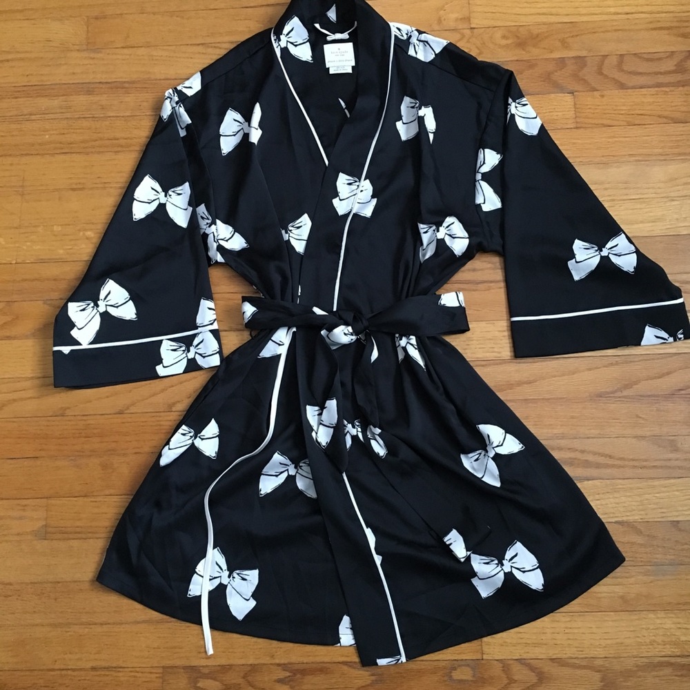 Kate Spade black silky short robe xs/s